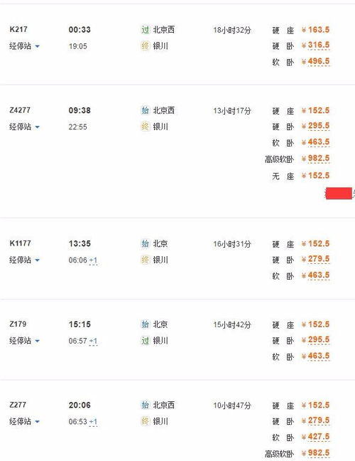 去银川的汽车票多少钱