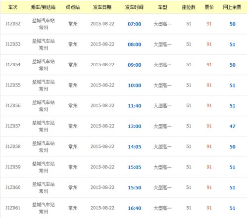 盐城常州汽车票价多少