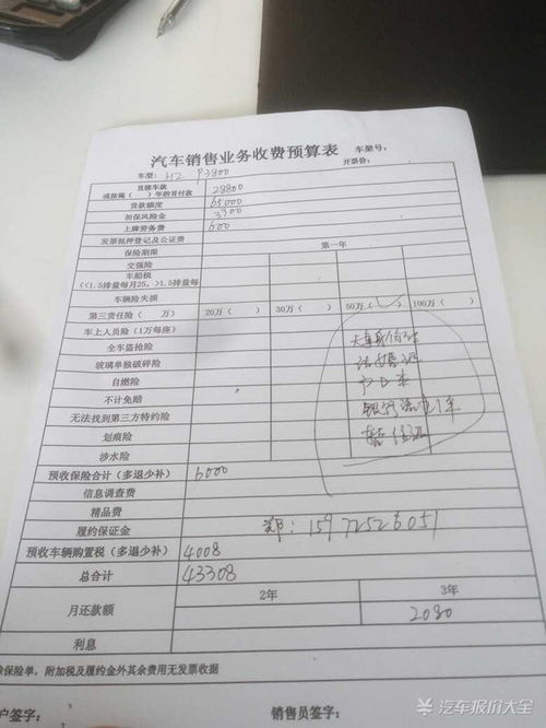 手动挡汽车分期利息多少