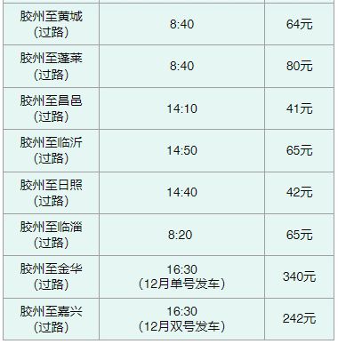 胶州到南昌汽车票多少钱(胶州至南昌汽车票价查询)